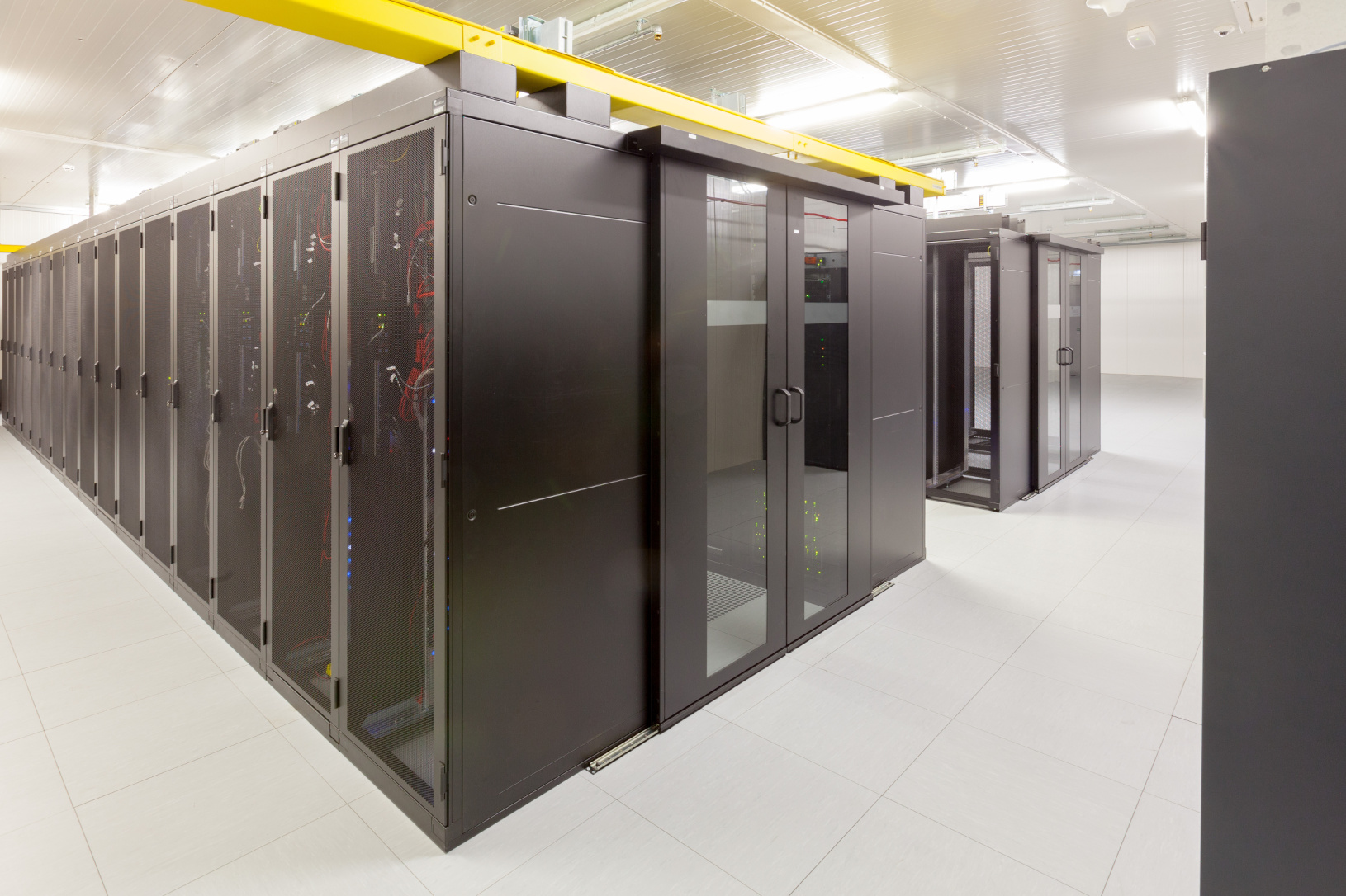 Network servers in a data center. Tier III carrier neutral data